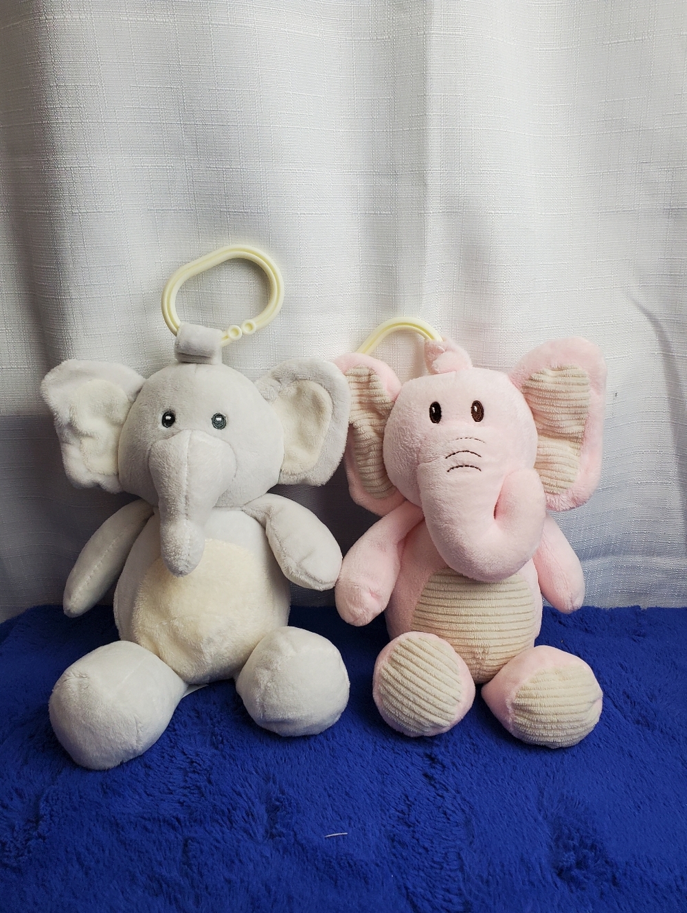 Kellytoy Plush Elephant Pair - Gray and Pink Hanging Stuffed Animals